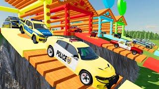 TRANSPORTING CARS, POLICE CARS, FIRE TRUCK, AMBULANCE, MONSTER TRUCK OF COLORS! WITH TRUCKS! - FS 22