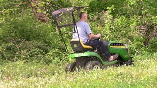 Mowing a Neighbors Extreme High Grass John Deere D105 Auto