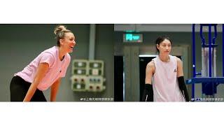 Jordan Larson & Kim Yeon Koung at team practice