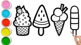 Icecream Drawing | Simple Drawing and Colouring | easy drawing step by step #icecreamdrawing