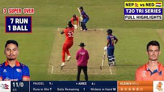 Nepal vs Netherlands 3 Super Over Highlights, T20 Tri Series, NEP v NED 3 Super Over Highlights 2025