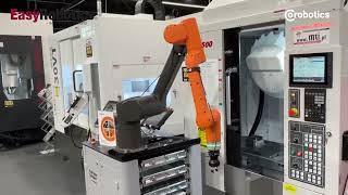 Hanwha robotic machine tending with ProFeeder Compact Robot  - by Corobotics - Warzaw Metaltech 2023