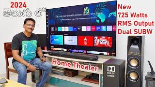 My New Dual Subwoofer 725 Watts Dolby ATMOS Home Theater 2024  Unboxing in Telugu...