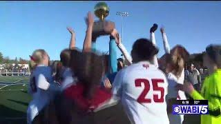 Bangor celebrates winning Class A State Girls Soccer Championship