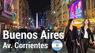  BUENOS AIRES NIGHTLIFE Av. CORRIENTES ARGENTINA 2024 [4K WALKING TOUR]  WITH CAPTIONS