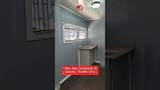 1 Bedroom Apartment for Rent, $70,000 GYD at Dandrade Street Kitty Georgetown Guyana.  646 8072