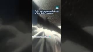 Police pull massive machete out of drug dealer’s trousers #itvnews #news #cambridge #cambridgeshire