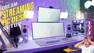 Clean and Minimalistic Gaming Streaming White Desk Setup