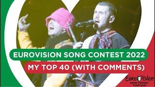 Eurovision Song Contest 2022 - My Top 40 (One Year Later) (With Comments)