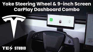 tesstudio Cybertruck Yoke Steering Wheel and Carplay Dashboard Screen C9 9 in Touch Screen Combo