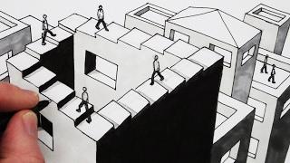How to Draw The Penrose Staircase: Endless Optical illusion