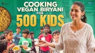 COOKING VEGAN BIRYANI for 500 Kids  || EID Celebrations || Sadaa's Green Life