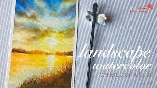 cách vẽ phong cảnh màu nước loang màu đơn giản/ watercolor landscape for beginner