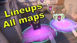 Killjoy Nanoswarm Grenade LINEUPS on ALL MAPS [Default Plant] -Valorant Tricks #34