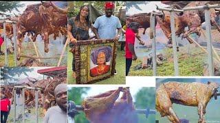 See how 500 cows and goats were roasted at Obi Cubana mother's burial ceremony