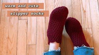 끊김없이 쭉 뜨는 따숩고 귀여운 코바늘 덧신 양말~ [Eng Sub] Warm & Cute Crochet Slipper Socks without cutting yarn!!