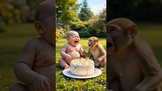 Monkey Picked Up the Cake and Smashed It on the Baby’s Face  | You Won’t Believe His Reaction!