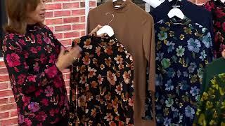 Susan Graver Set of 2 Print & Solid Liquid Knit Mock Neck Tops on QVC