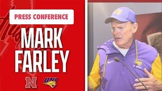 Northern Iowa head coach Mark Farley talks after loss to Nebraska