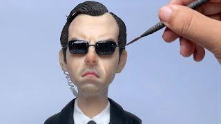 Sculpting AGENT SMITH (the Matrix) with Polymer Clay  Timelapse  #shorts