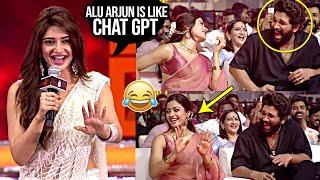 Sreeleela Funny Comments On Allu Arjun At Pushpa 2 The Rule Pre Release Event | Rashmika Mandanna