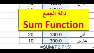 الجمع في الإكسل|شرح دالة الجمع SUM في الإكسل| sum function|  دوال الأكسل 1