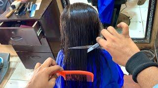 ASMR BARBER - Silky Long Hair Transformation with Scissors - ASMR Haircut Roleplay :