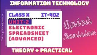 QUICK REVISION | UNIT 2 - ELECTRONIC SPREADSHEET (ADVANCED) | IT-402 | CBSE BOARD