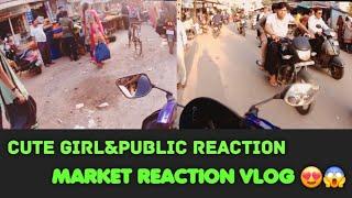 Cute girl reaction&market public reaction  socha nahi tha aaj itne sari subscriber melige