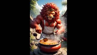 "Muscle Lion Chef Cooking Epic Curry in Ancient Village  | King of the Jungle Kitchen!"