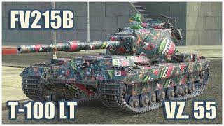 FV215b, Vz. 55 & T-100 LT • WoT Blitz Gameplay