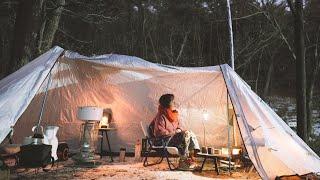 Winter Camping with Wood Stove l The Brannew tent  Luxe outdoor twin peak l Relaxing