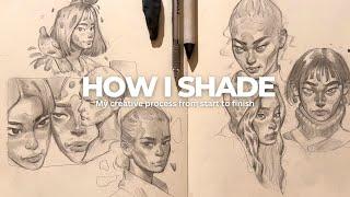 how i shade my portraits/ sketch with me