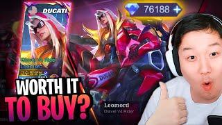 How Much Is New Leomord Skin Ducati Diavel V4 Rider? Review and Gameplay | Mobile Legends