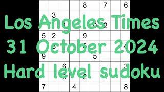 Sudoku solution – Los Angeles Times 31 October 2024 Hard level