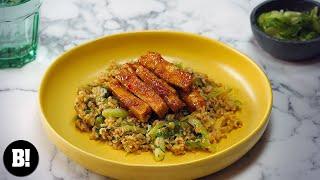 CRISPY, STICKY TOFU with PAK CHOI WOK TOSSED RICE