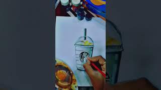 Sip of coffee refreshes everything |Starbucks coffee watercolor painting #youtubeshorts#artist