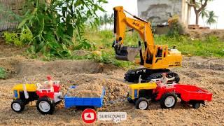 HMT Tractors Trolley Loaded Sand & New Excavator JCB Machine I #KidsVideo