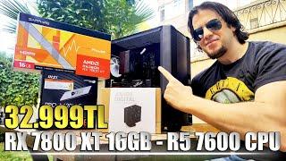 32.999TL RX 7800 XT 16GB EKRAN KARTI R5 7600 İŞLEMCİ VOK GAMING V9 SİSTEM