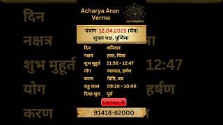 Aaj ka Panchang 12 April 2025 | Aaj ka shubh Muhurt Saturday 2025 | Acharya Arun Verma #panchang