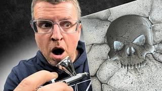 Airbrushing A Basic Skull in Granite