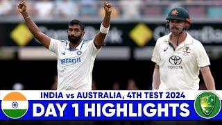 India vs Australia 4th test day 1 full match highlights. Ind vs aus 4th test day 1 highlights