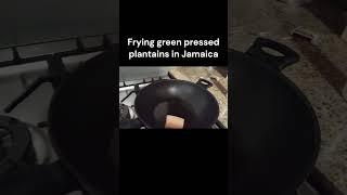 Frying green pressed plantains in Jamaica  #lifewiddijamfams @tarrusrileyja