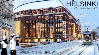 4K Helsinki  : The Snow City | walk at -19°C