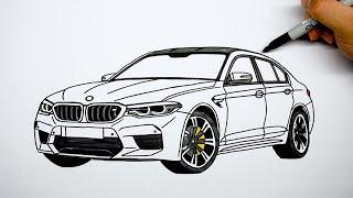 How to draw a car - BMW M5 - Step by step #1