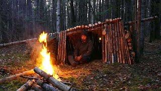 Bushcraft Survival Shelter (Cozy) - Wind Storm & Cold, Solo Camping