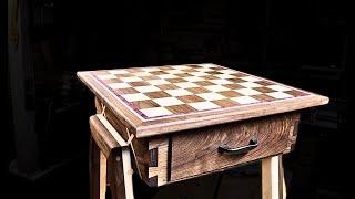 One Of A Kind Walnut And Maple Chess Table