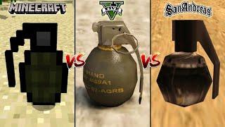 MINECRAFT GRENADE VS GTA 5 GRENADE VS GTA SAN ANDREAS GRENADE - WHICH IS BEST?