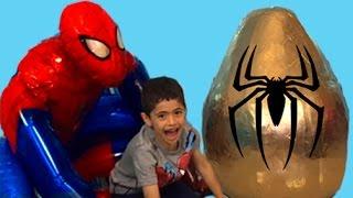 Super Giant Golden Surprise Egg - Spiderman Egg Toys Opening + 1 Kinder Surprise Eggs Unboxing