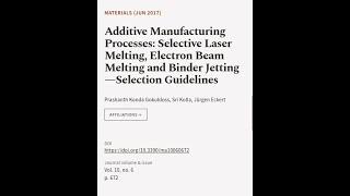 Additive Manufacturing Processes: Selective Laser Melting, Electron Beam Melting and ... | RTCL.TV